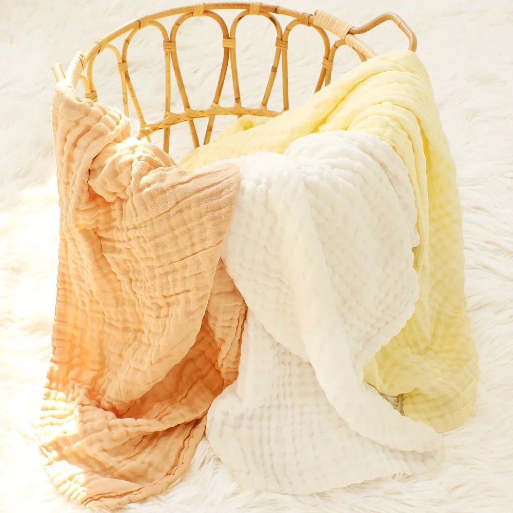 6 Layers Bamboo Cotton Baby Receiving Blanket Infant Kids Swaddle Wrap Blanket Sleeping Warm Quilt Bed Cover Muslin 250208