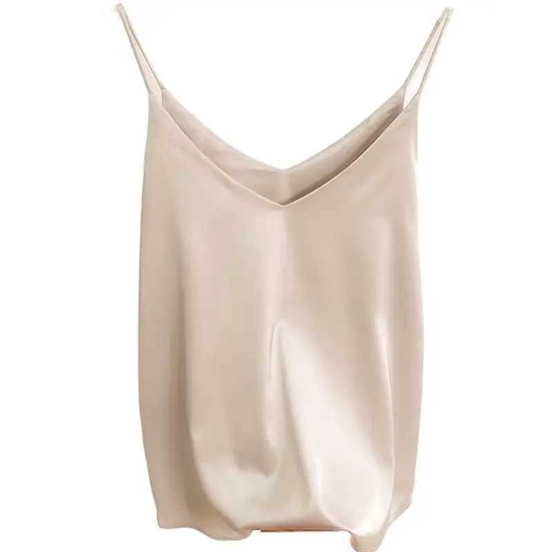 2024 Summer Camisole Slim Vest Sexy Women Sveless V-Neck Gray Tee Tank Tops Fe Solid Black/White Korean Crop Tops Y2kXJ250212