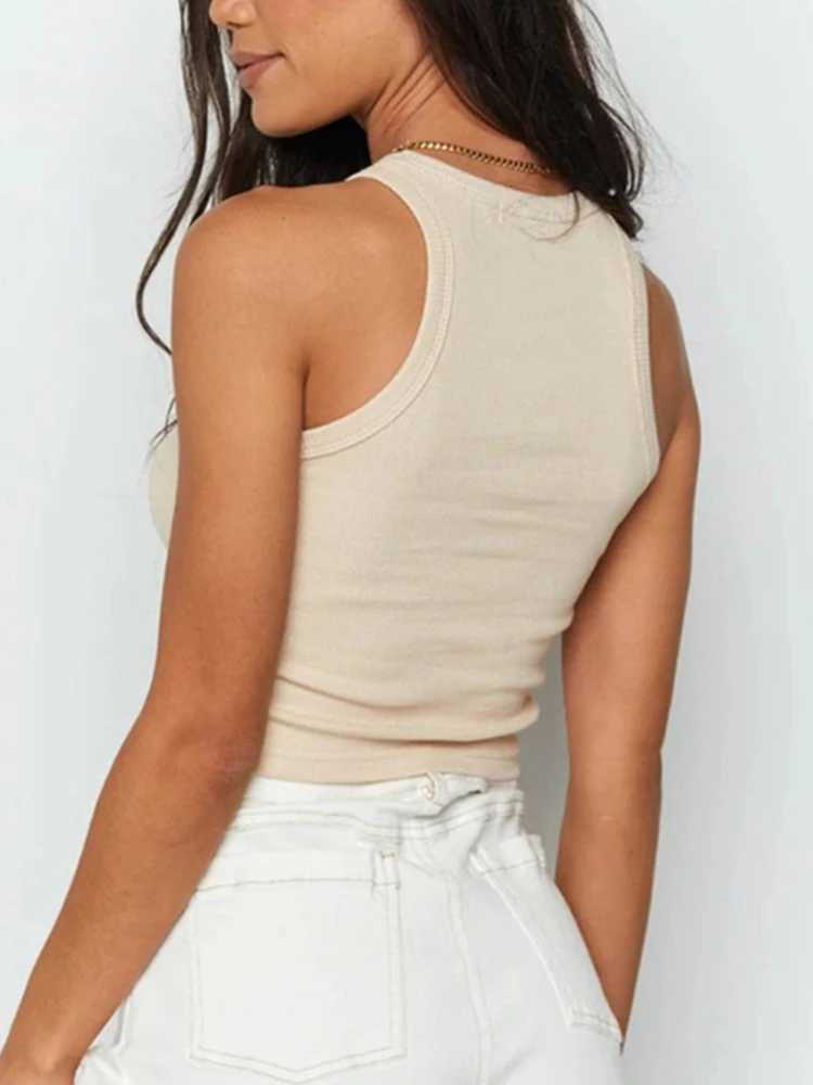 Ribbed Tank Top Women White 2024 Summer Casual Fitness Short Vest Candy Colors Knitted Off Shoulder Sexy Crop Top WomenXJ250212