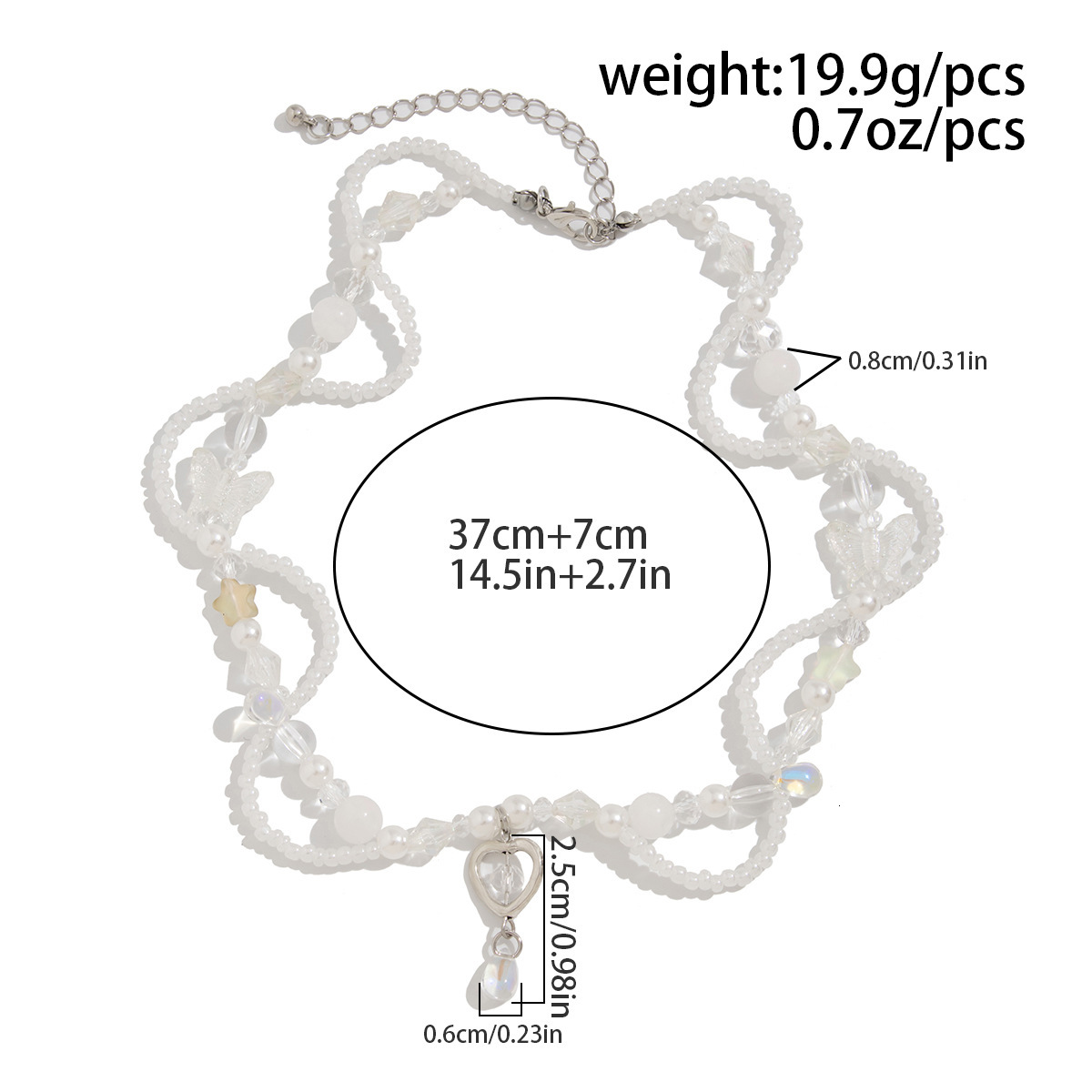 Woman fashion Jewelry small fresh irregular rice bead necklace sweet heart alloy designer pendant collarbone chain