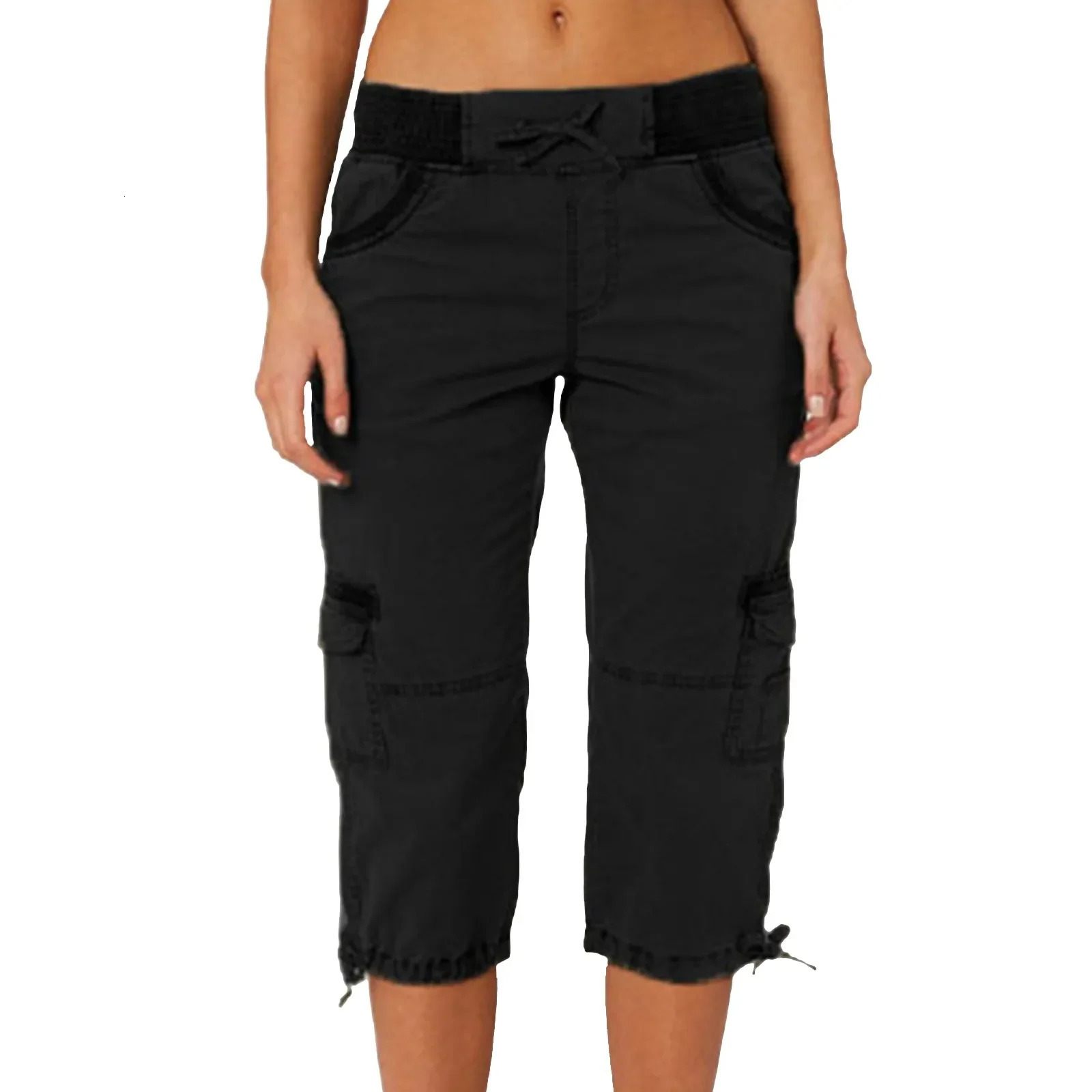 Multi Pocket Trousers Outdoor Y2k Cargo Pant Streetwear Sports Cropped Pants Overalls Thin Loose Shorts 250211