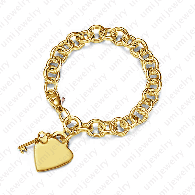 braclet luxury gold jewellery 18K Gold Plated Classic Unisex jewelry heart bangle bracelet gift for women Z260313