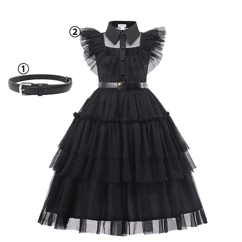 Wednesday Merlina Costumes Dresses For Girls A-line Skirt Bat Ball Gown Cobweb Dress Halloween Carnival Par Clothing For KidsXJ250117