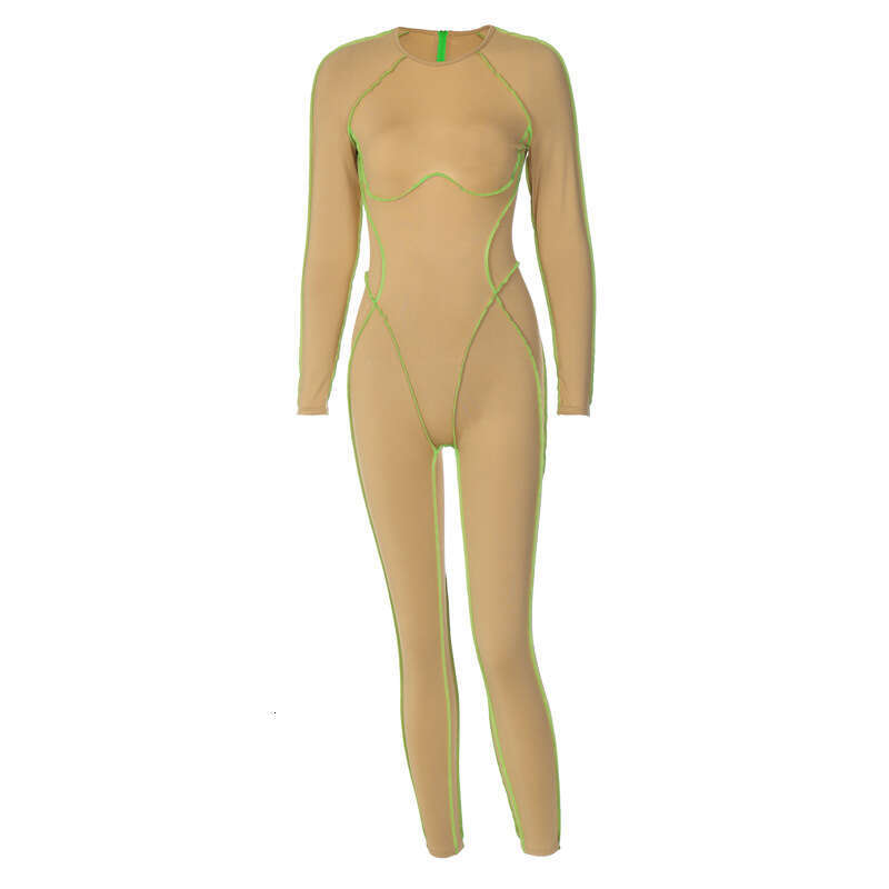 European American women's spring reverse side slim fit round neck sexy backless zipper jumpsuit wholesale 2025 new style chic and elegant clothin