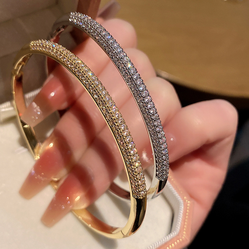 Elegant White Gold CZ Jewelry Bangle, Handmade Sparkling Bracelet for Weddings, Parties, and Gifts Free shipping