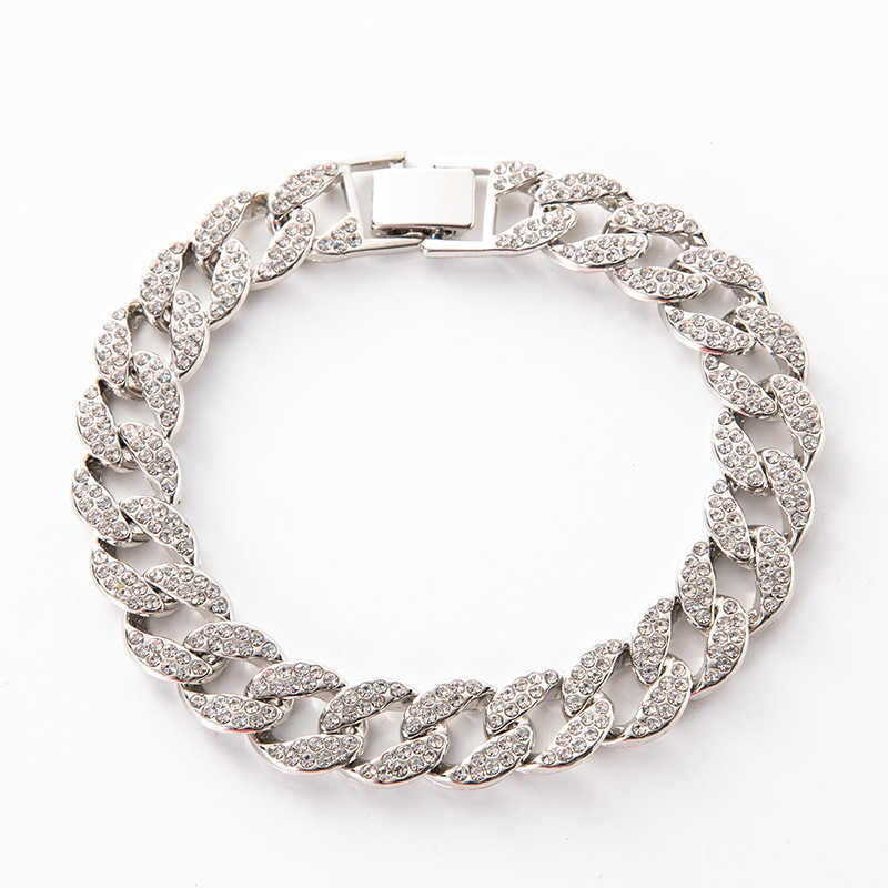 2024 New Cuban Chain Shining Dense Inlaid Eternal Chain Bracelet Necklace Jewelry Charm Boutique Gift Suitable for Daily Wear X241106