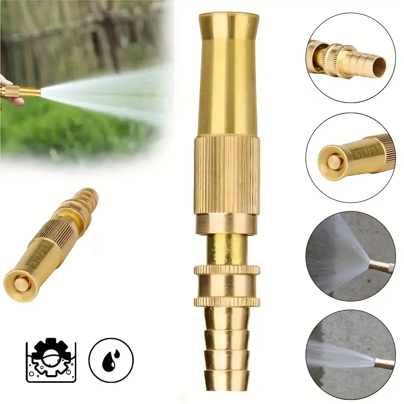 Heavy Duty Brass Water Gun with Adjustable Streams - Perfect Tool for Thorough Outdoor Cleanup and Filtration System Use