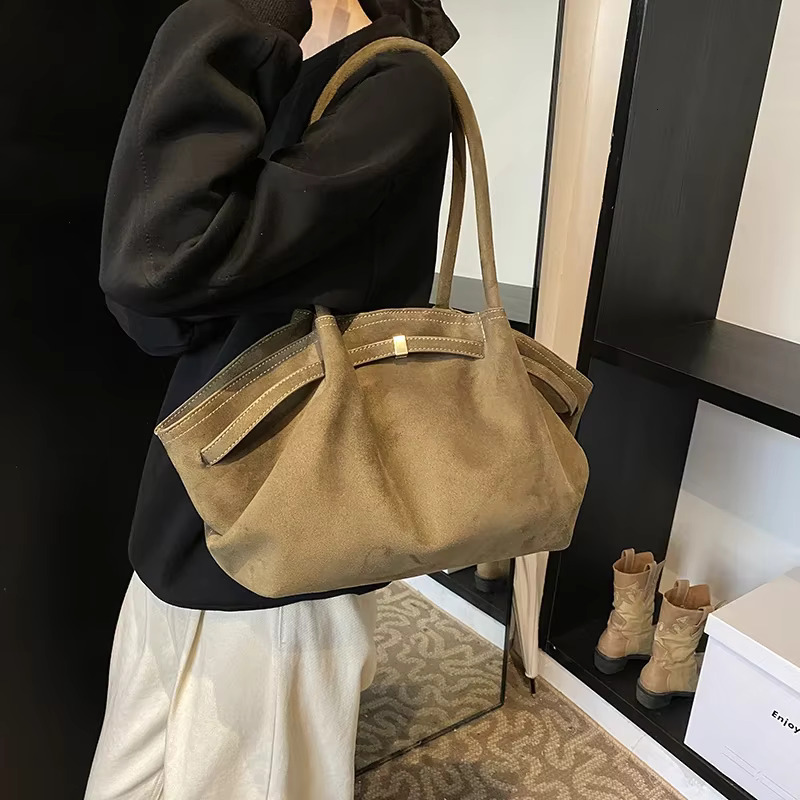 LEFTSIDE Large Nubuck Leather Tote Bags Lady Shoulder Bag For Women new style Winter New Korean Fashion Y2k Retro Handbags And Purses