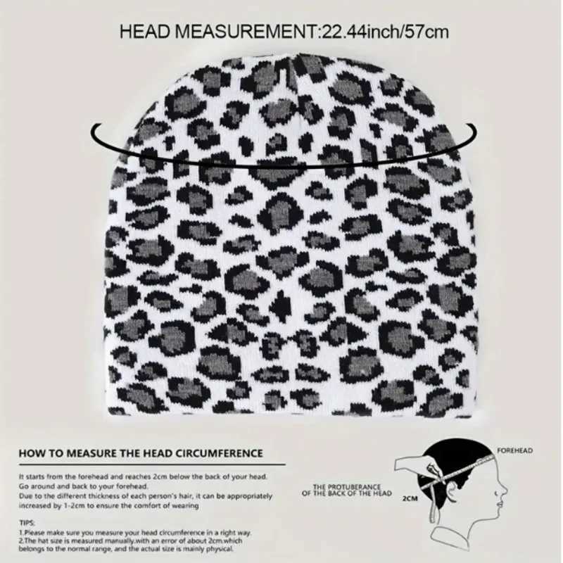 Classic Leopard Jacquard Beanie Y2K Unisex Trendy Knitted Warm Hat Hip Hop Vintage Beanies Knitted Hats For Wen Men X250212