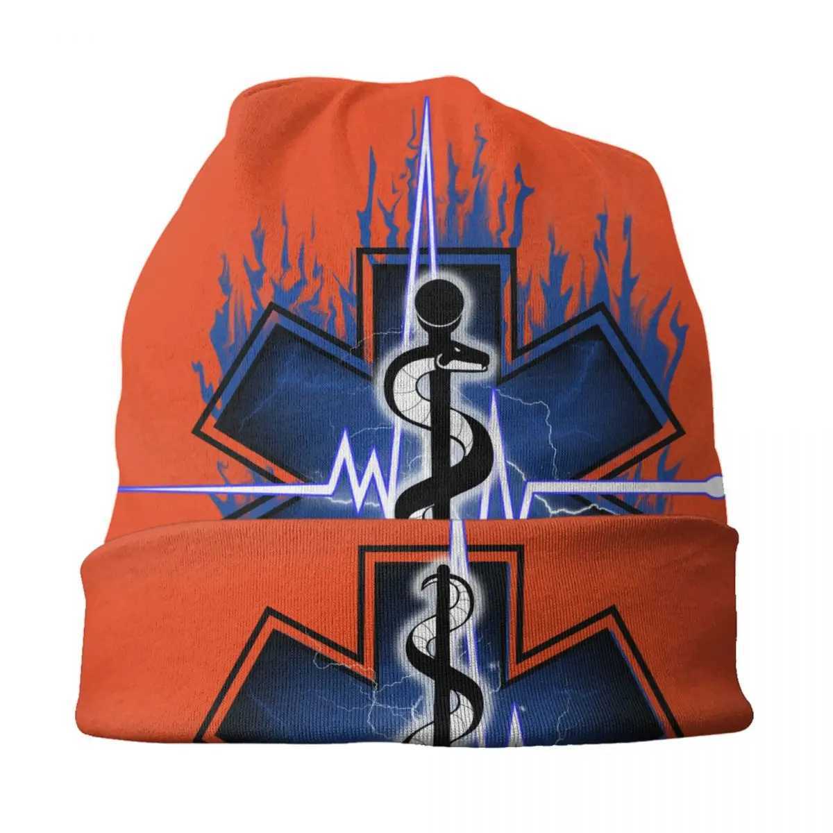 Cust Emt Star Of Life Beanie Cap Winter Bonnet Knitted Hats Hip Hop Outdoor Paramedic Health Care Sklies Beanies Hats X250212