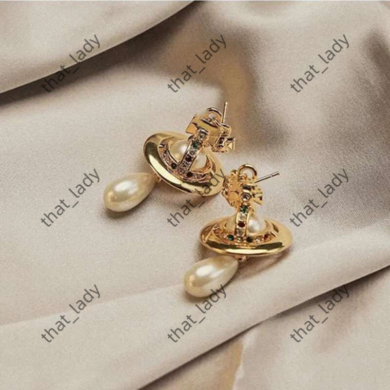 Designer Design Planet Pearl Earrings Pendant Saturn Pearl Stud Light Luxury Style Womens Earrings Love 1a2