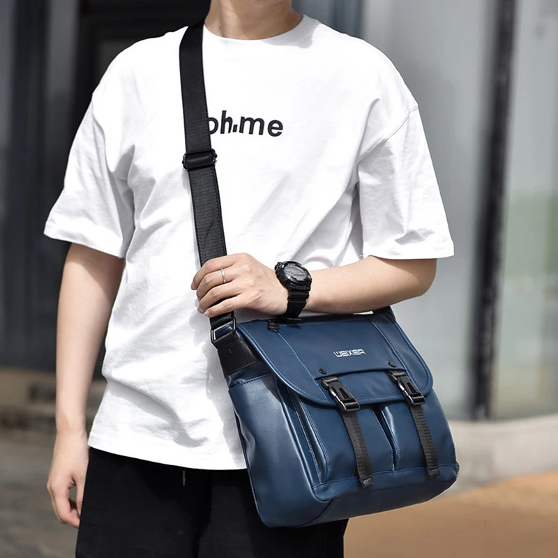 MenS Messenger Shoulder Bag Briefcase PU Leather Crossbody Porter Side Pouch Essentials Cross Male Office Bag Husband 250207