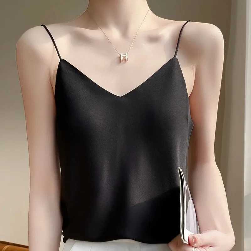 Casual Women Camis Tops Solid Spring Summer Tops Sexy V-neck Tank Tops Office Lady Top 2024 Fashion Korean Tank TopXJ250212