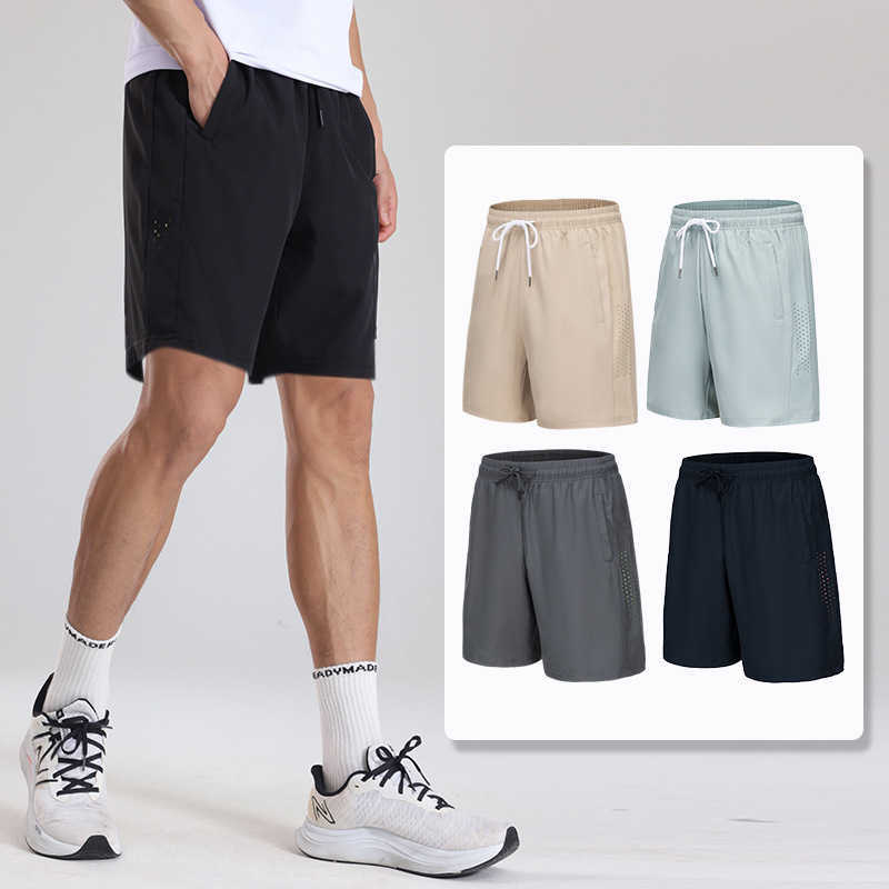 Mens fitness shorts summer ice silk thin fit plus size running speed drying 5-pin casual pants for wearing outside W250212