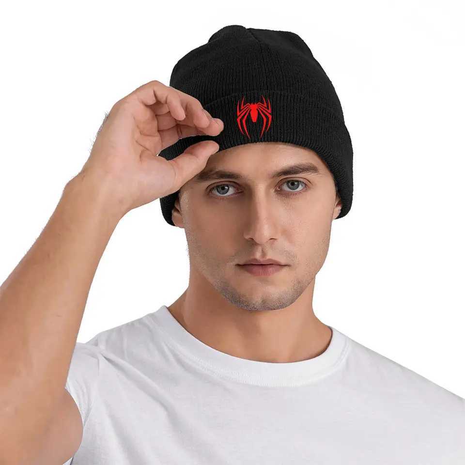 Spider Man Hat Autumn Sklies Beanies Bag Hat Fem Acrylic Sklcap X250212