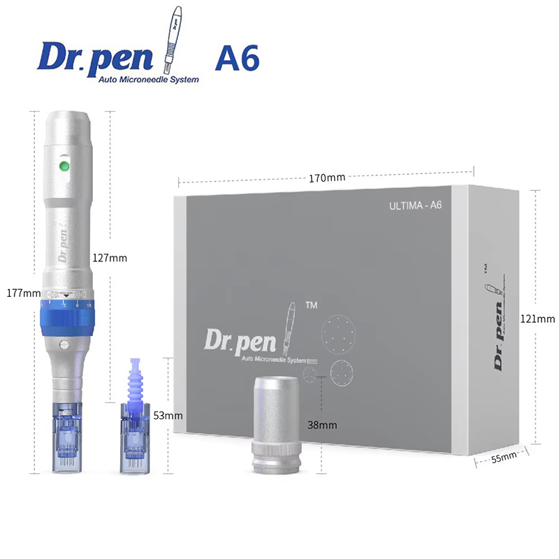Dr.pen Ultima A6 Microneedling Pen Professional Electric Derma Auto Pen with 2Pcs 12pin Needle Cartridges for Skin Care Dermapen Mesotherapy MTS Rejuv