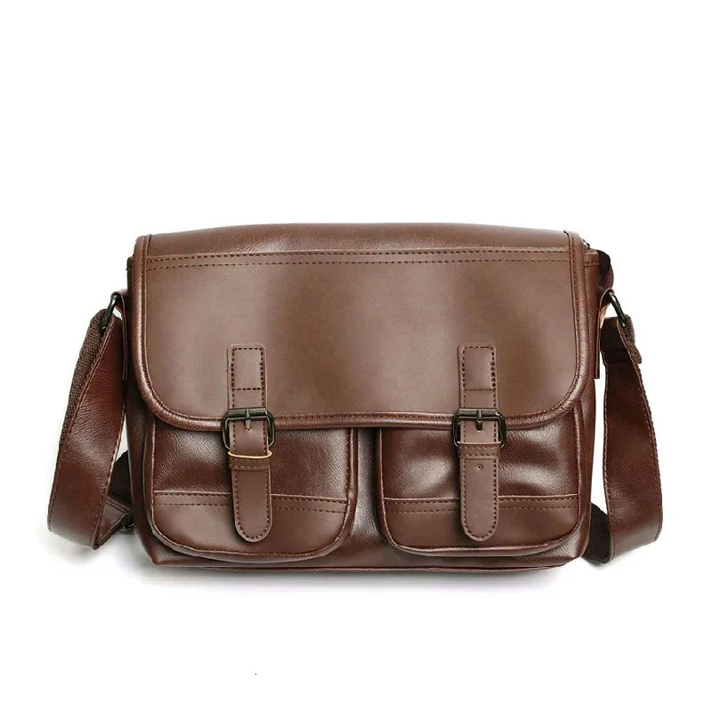 High Quality PU Mens Business Messenger Bags Fashion Solid Color Shoulder Bag for Male Large Capacity Travel Crossbody bag 250207