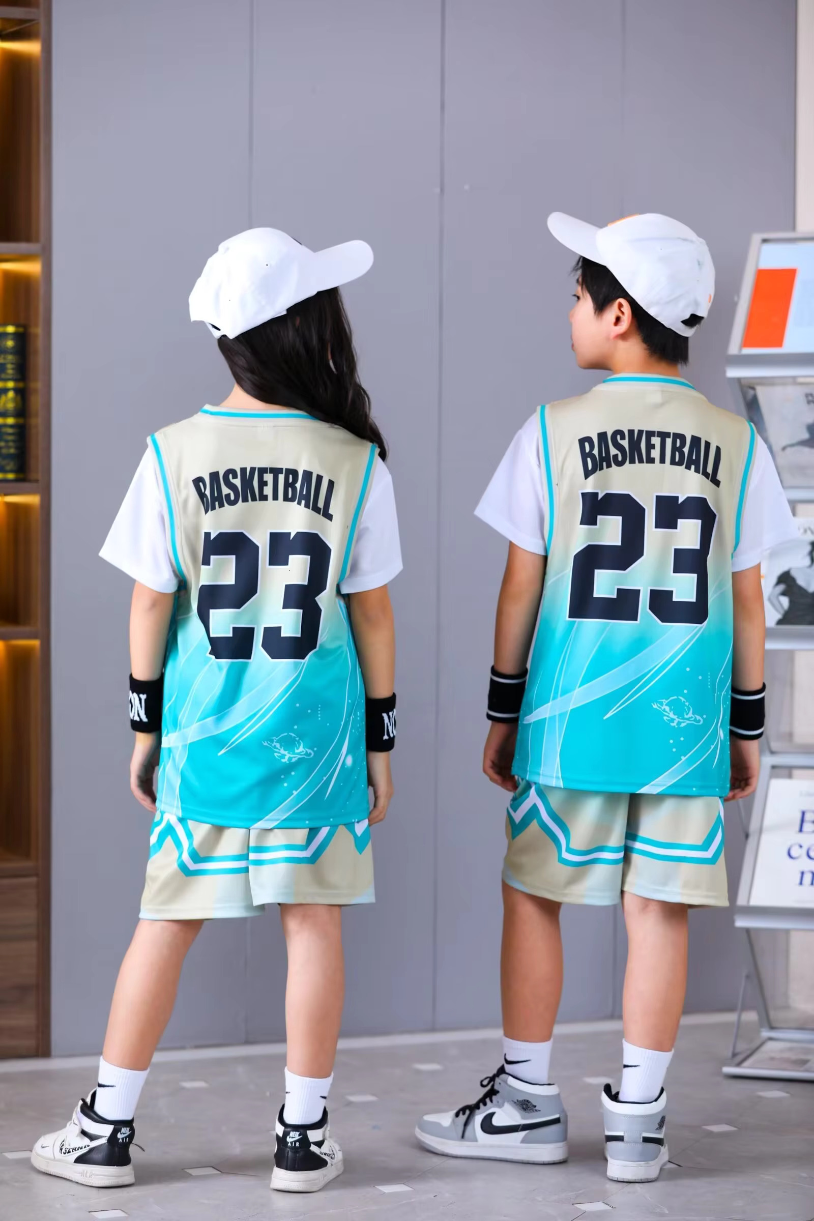 American Children's Clothing Suit Quick-Drying Sweat-Absorbent Boys Girls No.23 Basketball Jerseys Fake Two-Piece Uniform Kit Pr