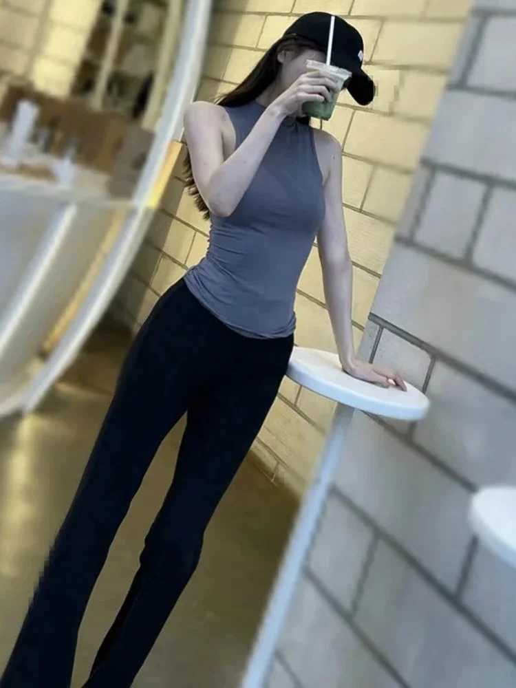 2024 Summer NEW Arrival Women Solid Color Causal Sexy Croped-Top Sveless Tank StreetwearXJ250212