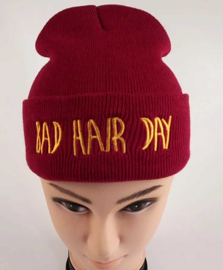 15 Winter Unisex Funny Bad Hair Day Hip Pop Beanie Hat Wen Men Ski Cap X250212