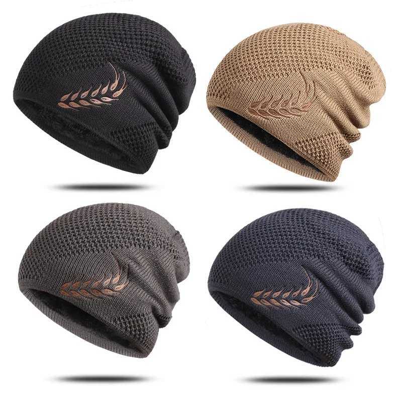Knit Beanie Winter Hat Thermal Thick Polar Fleece Snow Skl Cap for Men and Wen Autumn Hat Plus Velvet Wheat Knitted Hat X250212