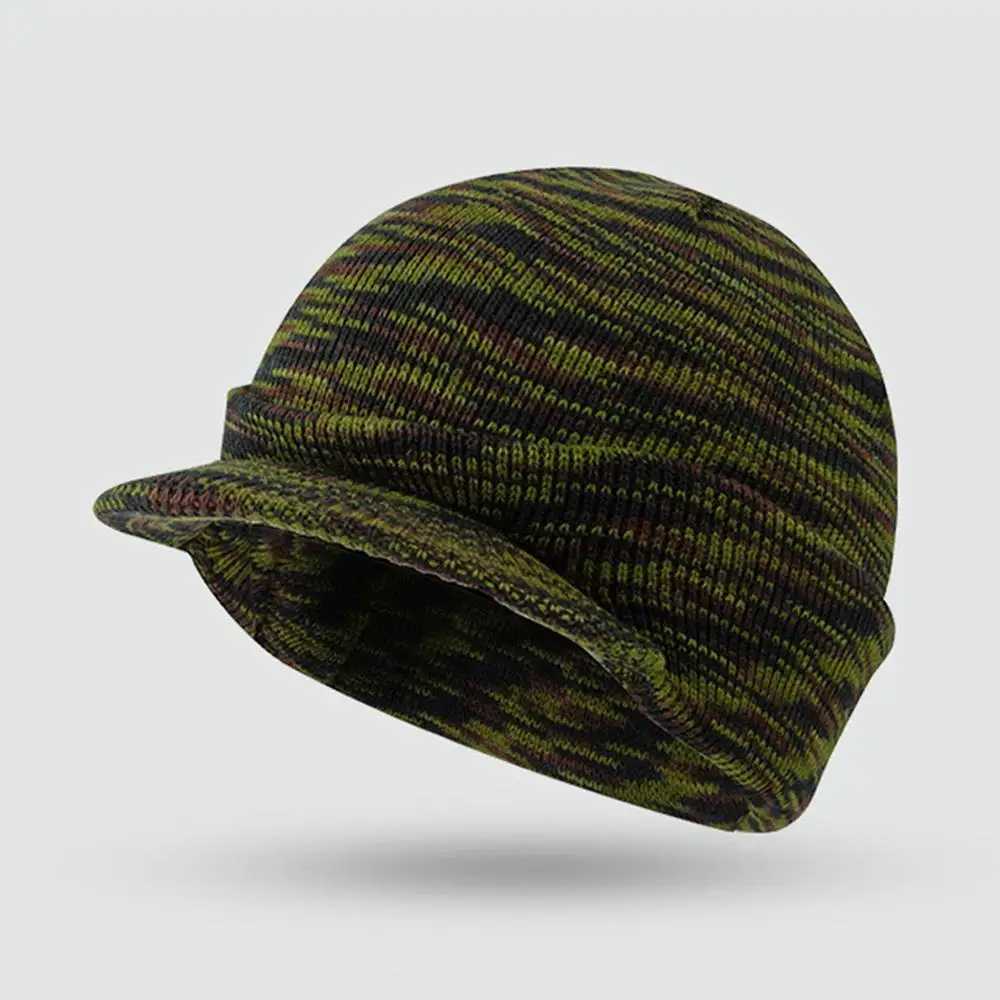 Unisex Warm Winter Hats Stylish Add Fur Li Soft Beanie Cap With Brim Thick Winter Knitted Hats For Men Women Dropsing X250212