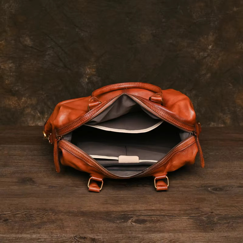 Nesitu Highend Fashion A4 Vintage Brown Coffee Genuine Leather Women Handbag Cowhide Shoulder Messenger Bag Female Purse M022