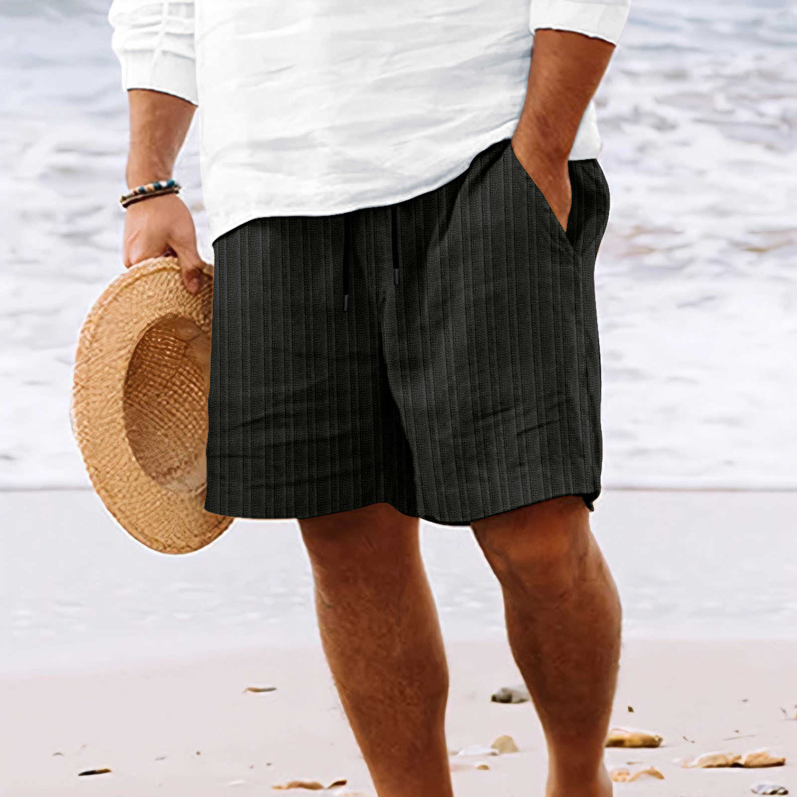 2024 Summer Mens Beach Leisure Sports Fashion Striped Jacquard Shorts W250212