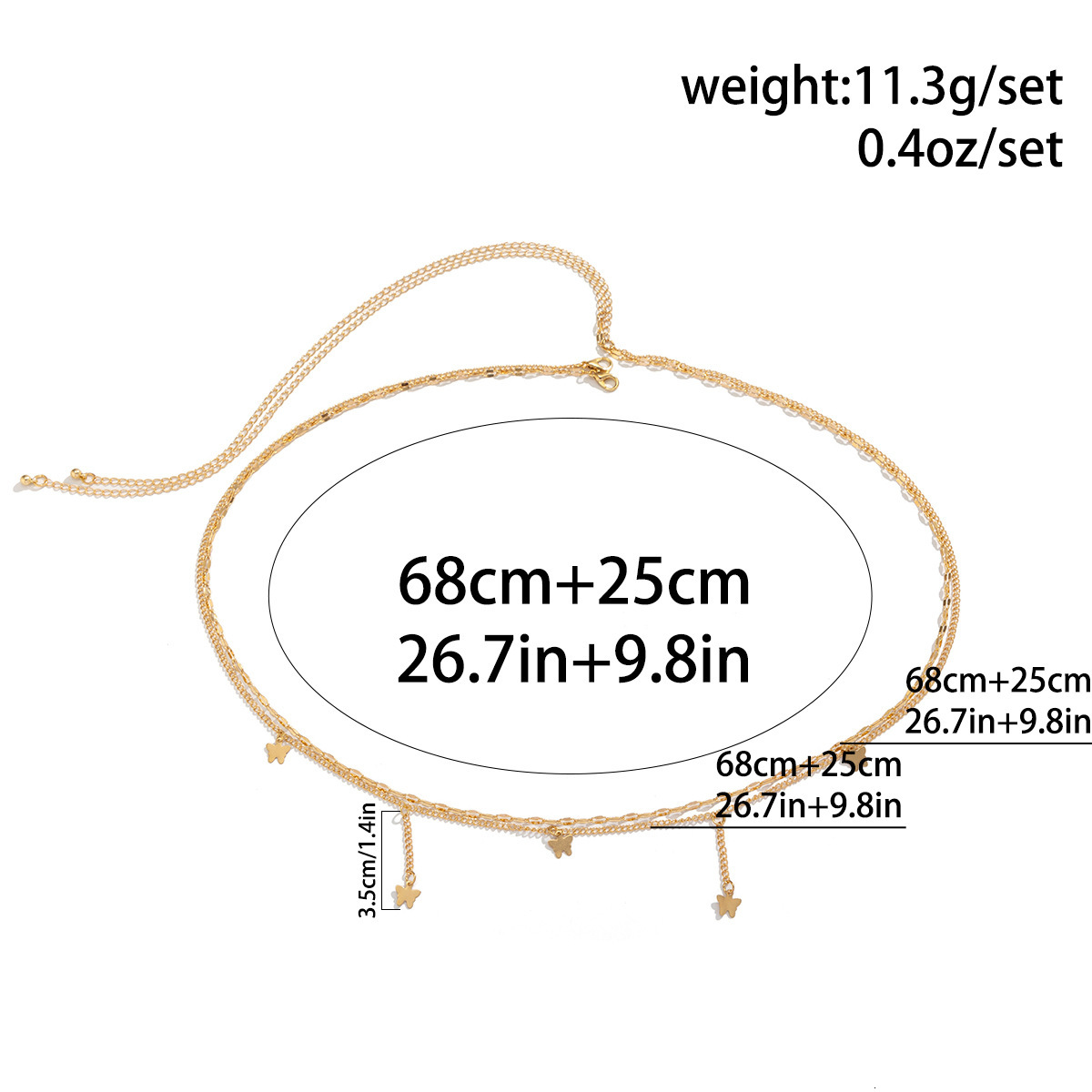 designer Minimalist women's versatile casual decoration butterfly waist tassel fashion body chain