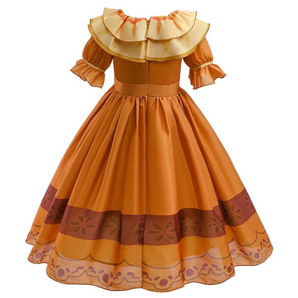Pepa Dress Encanto Girls Princess Costume Kids Cosplay Carnival Mirabel Fancy Ruffle Apparel Madrigal Halloween Par OutfitsXJ250117
