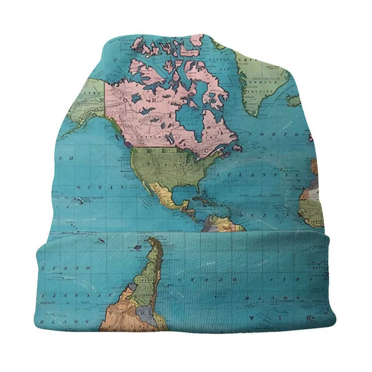 1897 Outdoor Thin Bonnet For Men Wen World Map Sklies Beanies Ski Caps X250212
