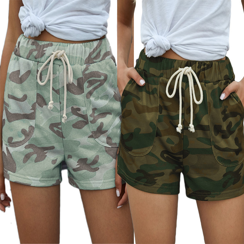 2025 Summer Women's New Fashionable Casual Lace Camouflage Shorts Medium Waist Loose Straight And Sexy Beach Pants