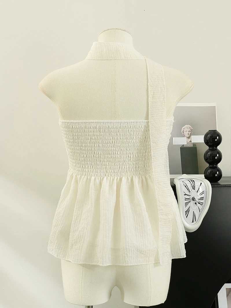 Sexy Tank Top for Women Spaghetti Strap Exposed Shoulders Camisole Fe Korean Style Solid Sveless Camis Summer DropshipXJ250212