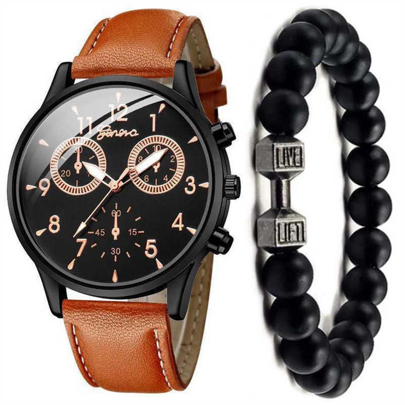 Mens Hand Fashion Versatile Eye Quartz Business Watch Set+Versatile Beads W250212