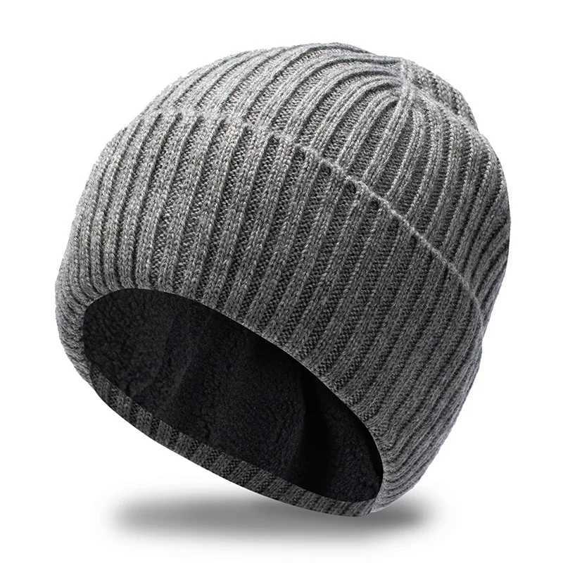 Large Size Men Winter Cap Knitted Hat Big Beanie Fleece In Warm X250212