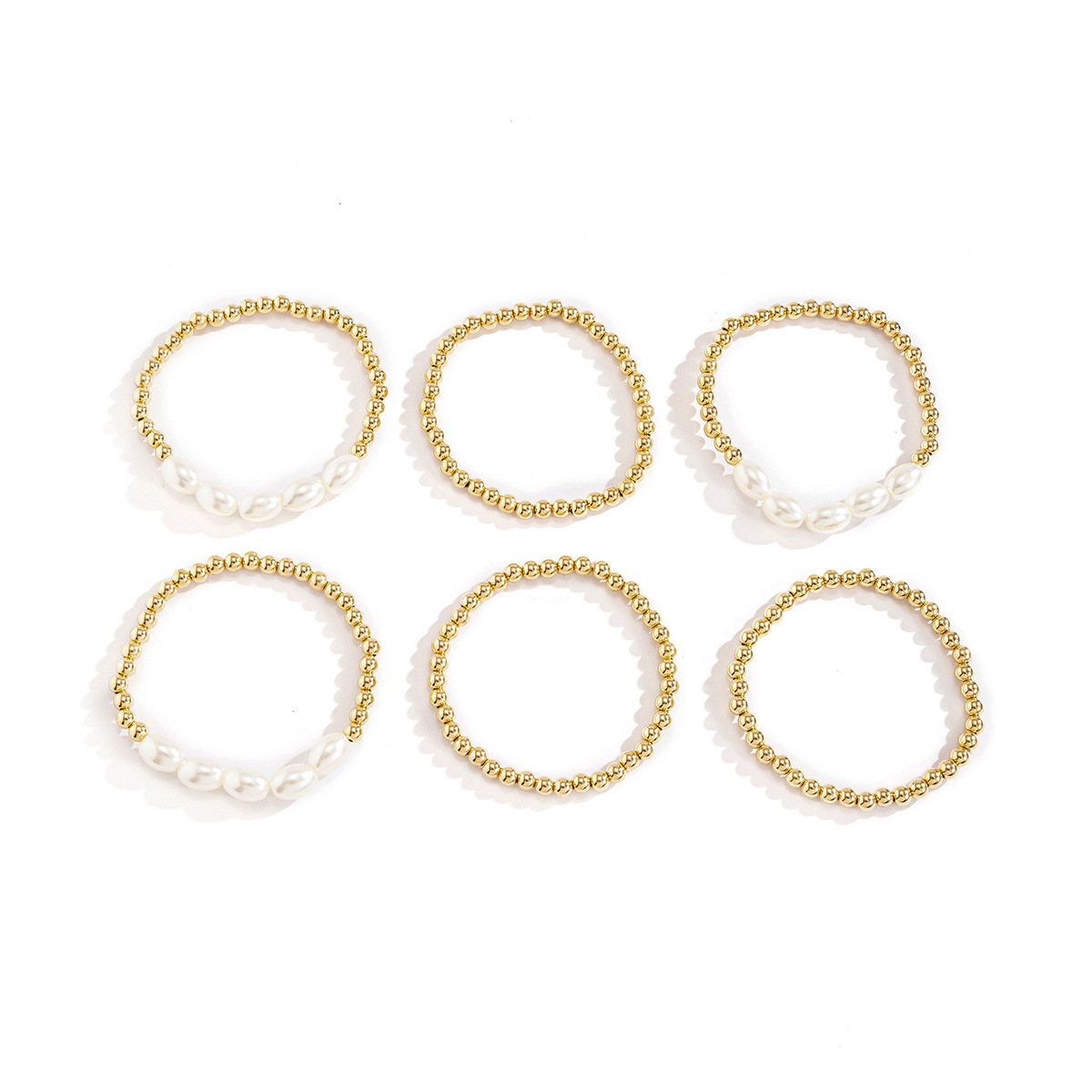 designer Minimalist imitation pearl set bracelet, cool style geometric bead splicing metal fashion bracelet jewelry