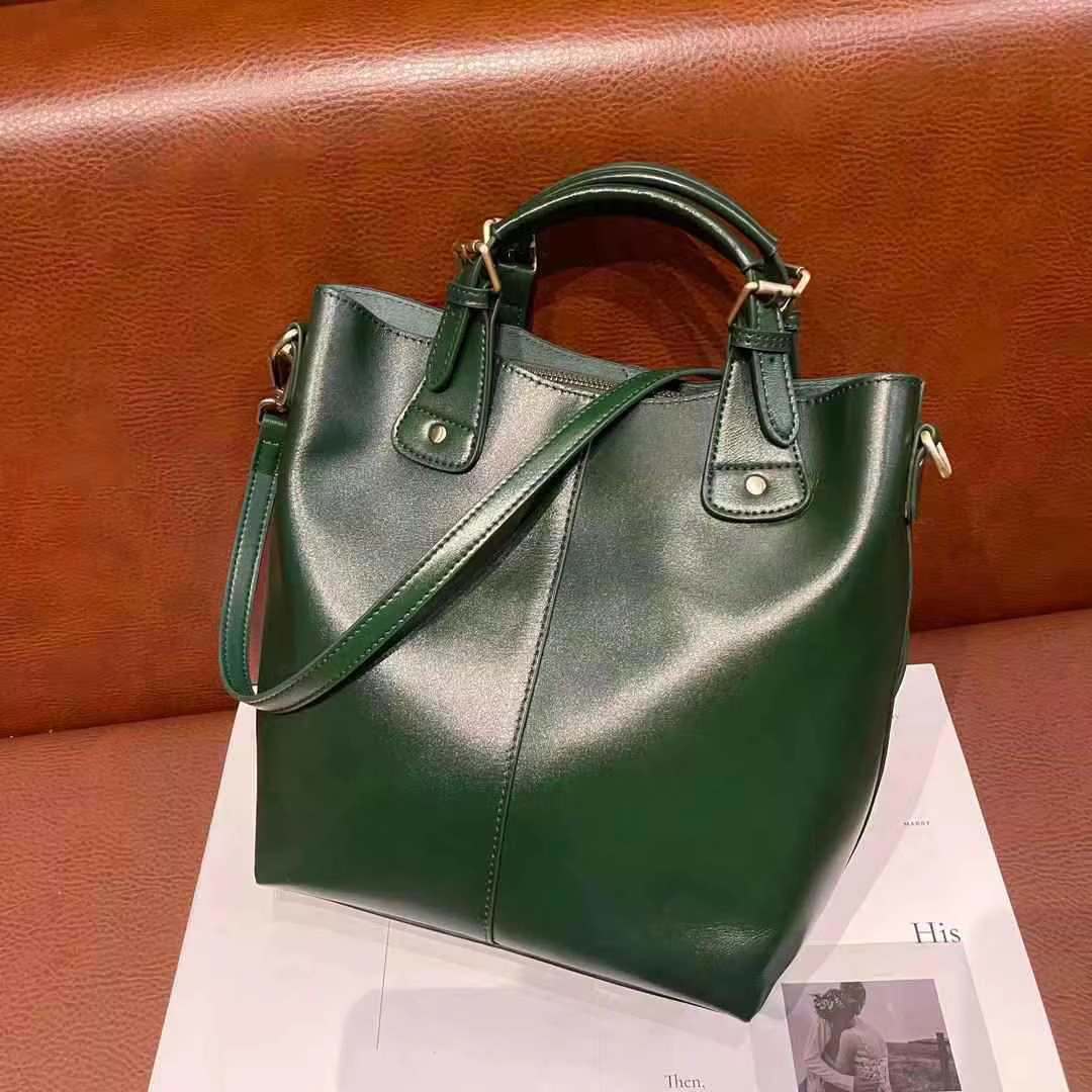 Oilwax Genuine Tote Bag Woman Vintage Real Cow Leather Handbag Fashion Ladies Shoulder Or Messenger Bags