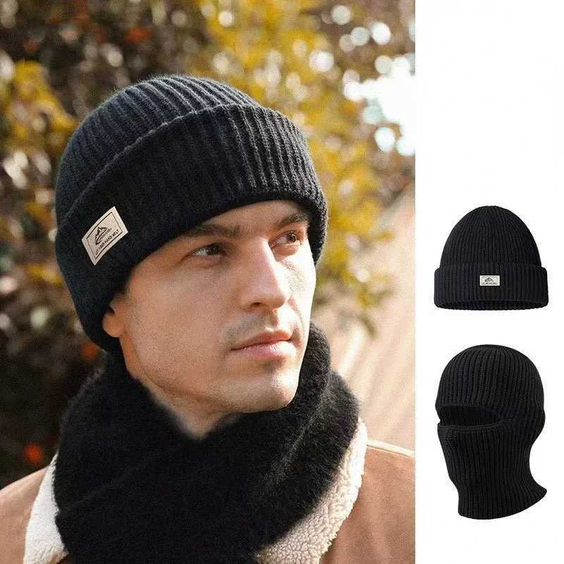 2In1 Mask Beanies Men Winter Balaclava Hat Knitted Hats Fl Face Ski Bonnet Tactical Cycling Earmuffs Cap Knitted X2502121