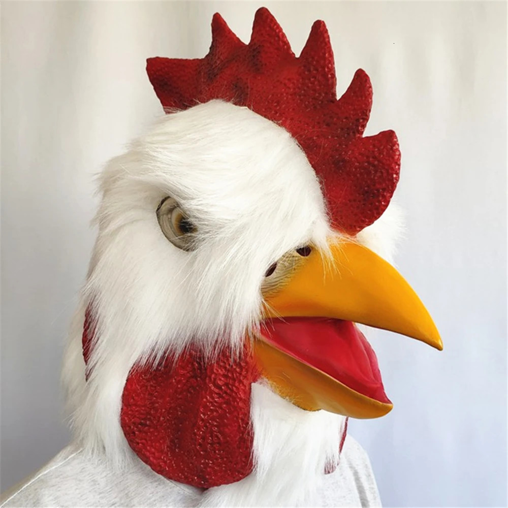 Rooster Mask Chicken Mask Halloween Novelty Costume Party Latex Animal Head Face Rooster Cosplay Props Carnival Accessor 250222