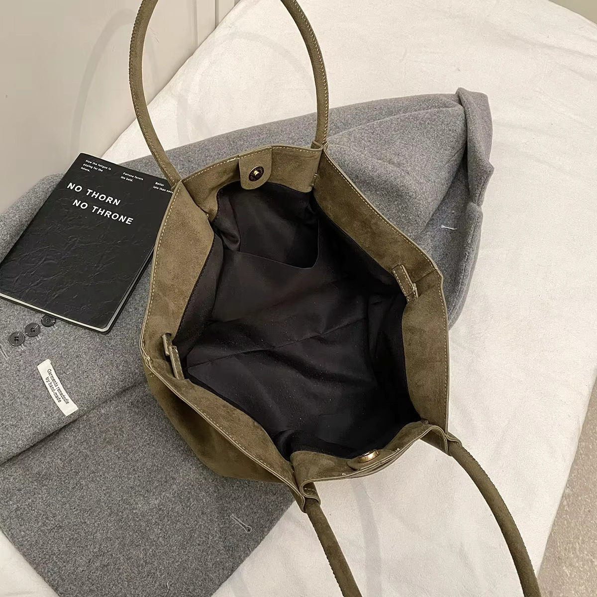 LEFTSIDE Large Nubuck Leather Tote Bags Lady Shoulder Bag For Women new style Winter New Korean Fashion Y2k Retro Handbags And Purses