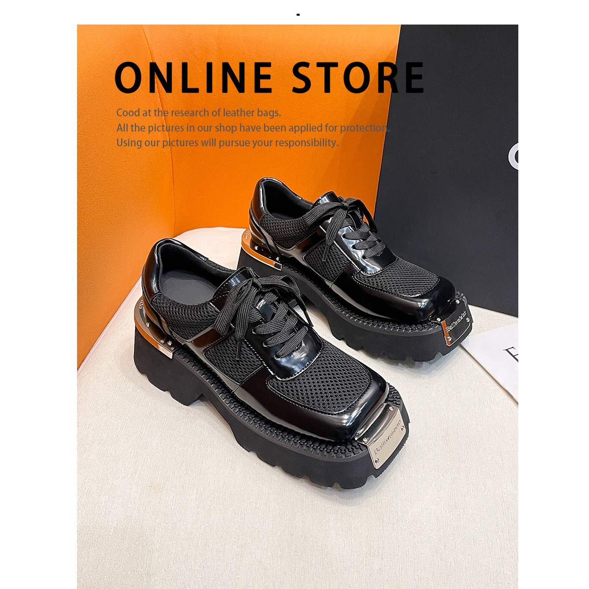 Motorcycle fb339 Men Punk New Boots Style Platform Women Metal Sneakers Female Goth Shoes Couple big size 35-40 Thick Bottom Trainers