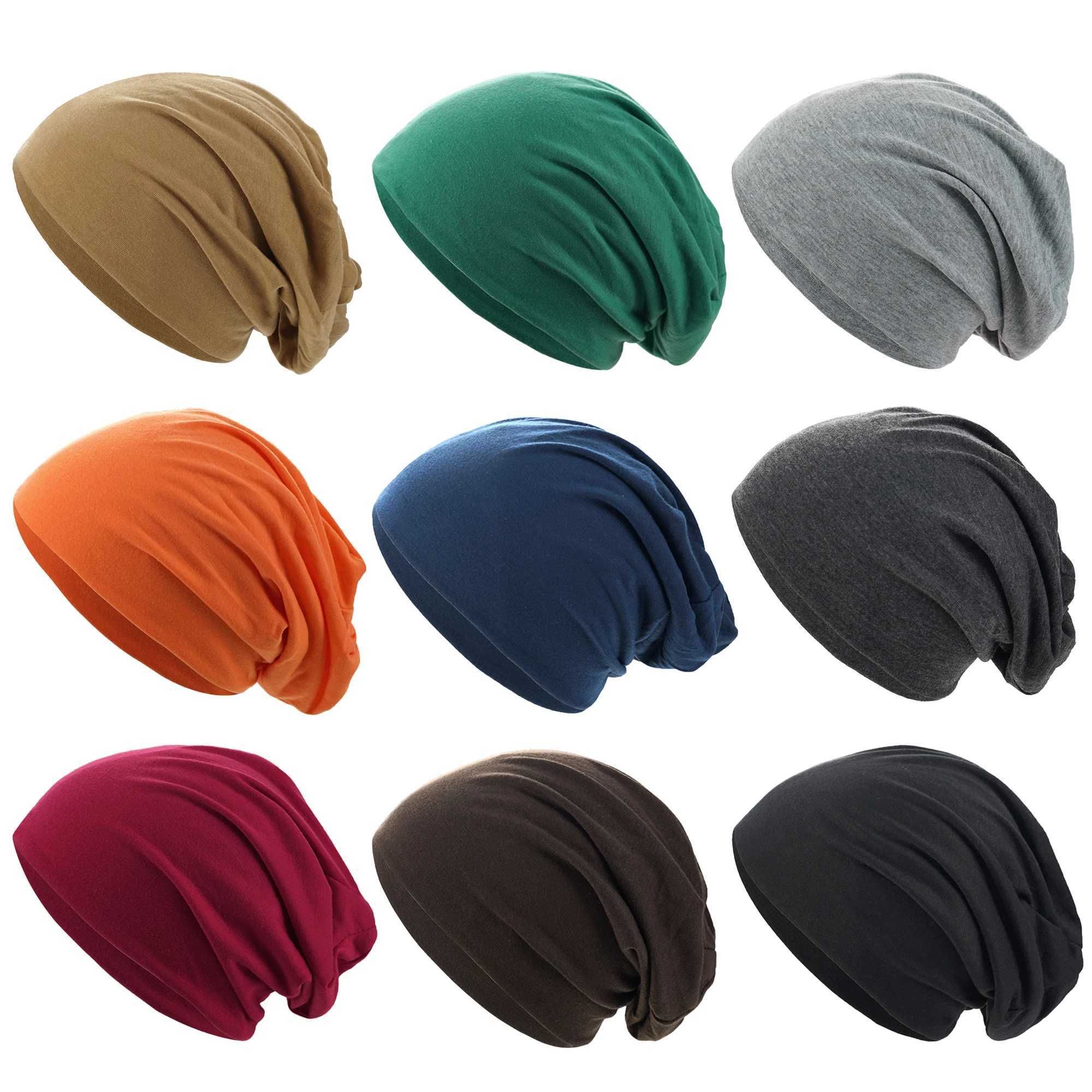 1Pack Solid Color Unisex Mens Slouchy Beanie Hip-Hop Soft Cotton Cap Lightweight Running Beanie Adt Dwarf Hat X250212