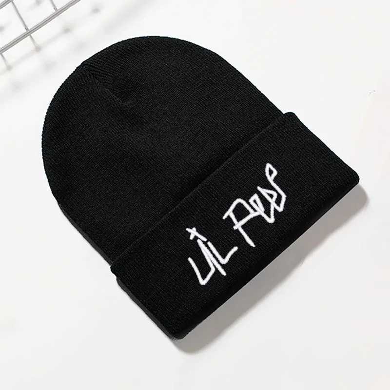Warm Winter Hat Mens Bean Hat Lil Peep Embroidered Sklies Beanies Knitted Hat X250212