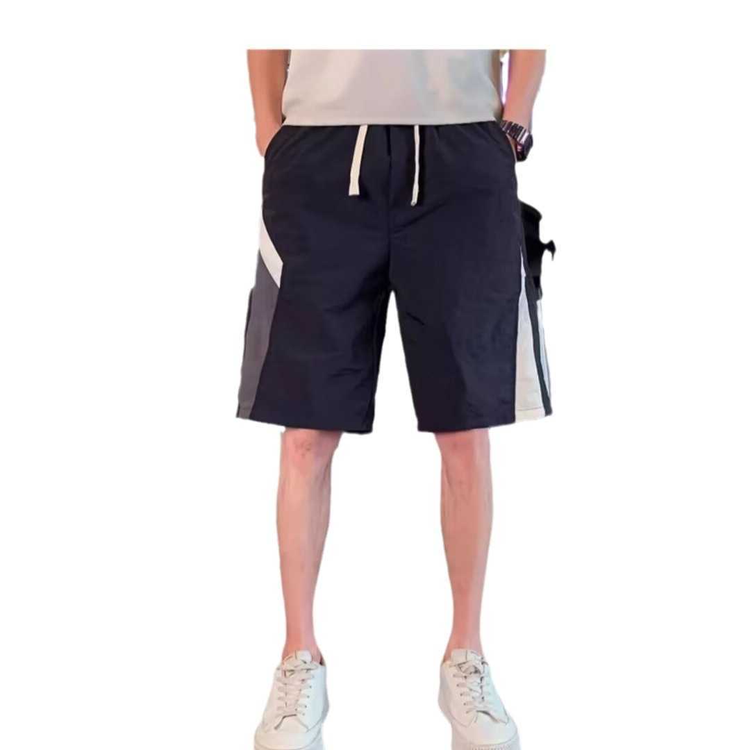 2024 Thin Quick Drying Beach Pants Summer New Style Trendy Brand Splicing Loose Shorts Mens Outerwear Pentagram Pants W250212