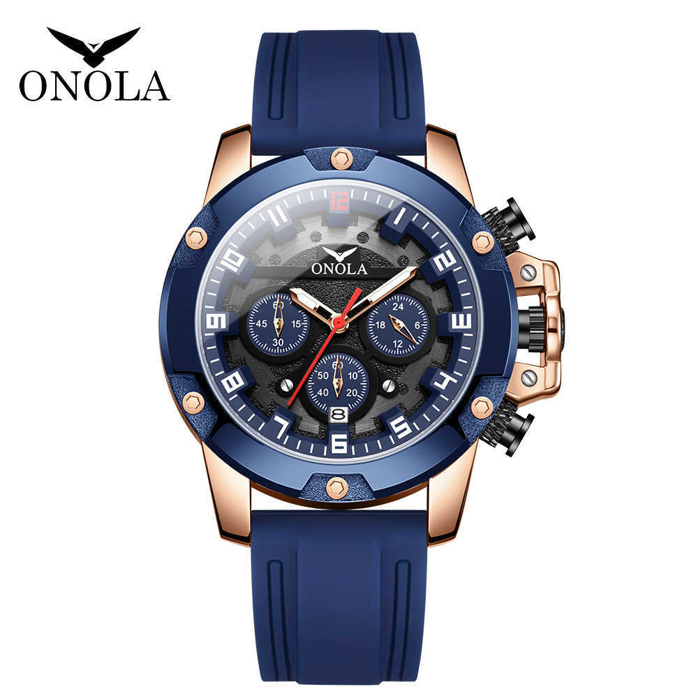 2024 New Mens Watch ONOLA/Orona Luminous Timer Running Seconds Waterproof Silicone Tape Quartz Watch W250212