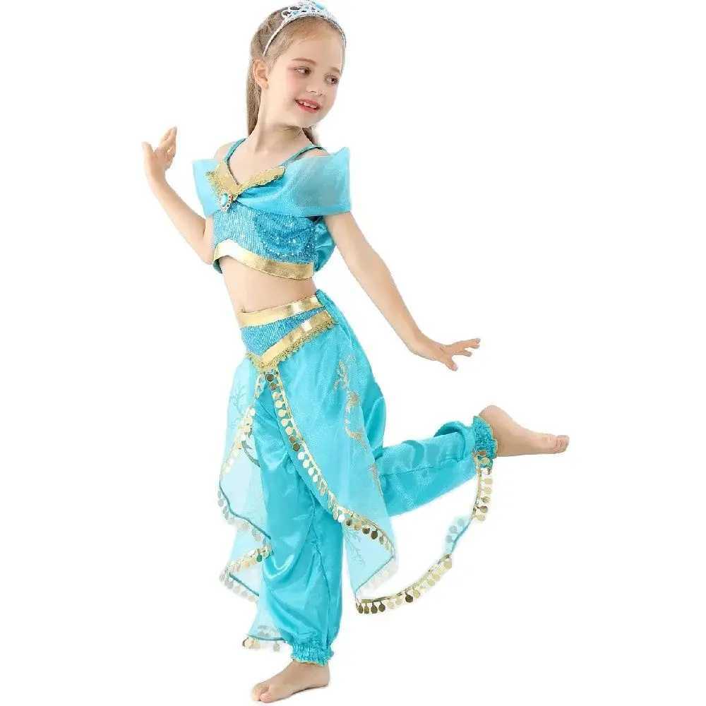 Jasmine Girls Princess Dress Birthday Par Halloween Cosplay Aladdin Magic Lamp Costume for 2-12 Years Old Kids VestidosXJ250117