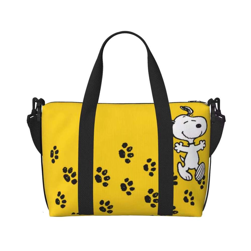 Custom Snoopys Paw Print Path Grocery Tote Shopping Women Large Capacity Cartoon Comic Dog Beach Gym Travel Bags