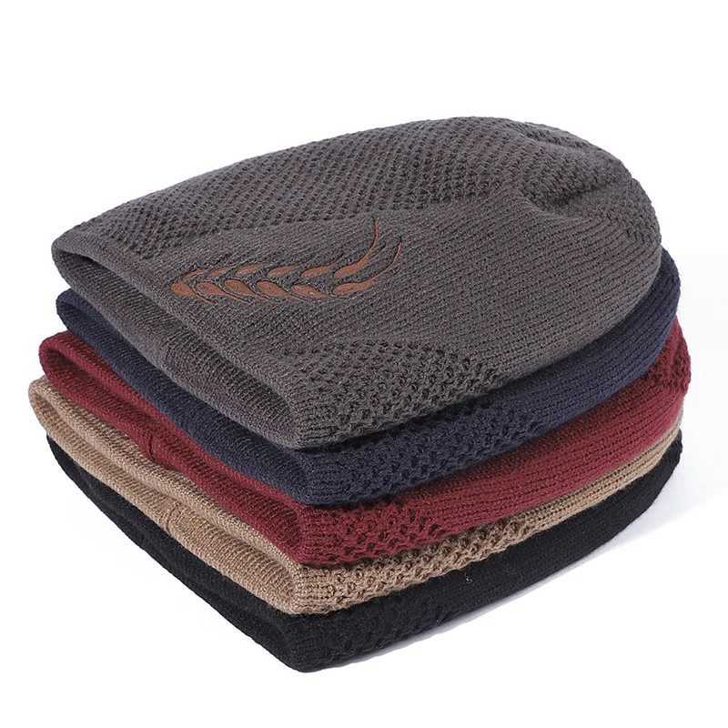 Knit Beanie Winter Hat Thermal Thick Polar Fleece Snow Skl Cap for Men and Wen Autumn Hat Plus Velvet Wheat Knitted Hat X250212
