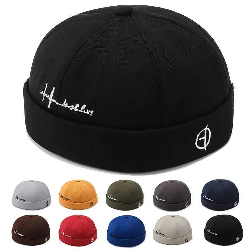 Fashion Men Docker Cap Brimless Sklies Cap Beanie Hat Soft Top Hats Hip Hop Hats Adjustable Vintage Solid Color Street Caps X250212