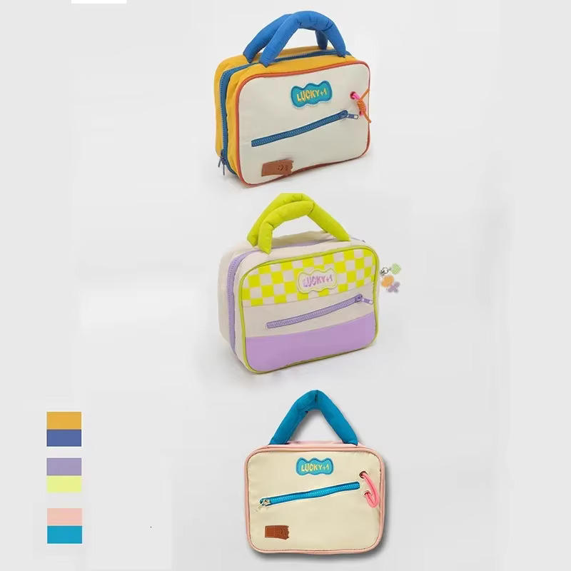 Cute Contrast Color Toiletries and Makeup Women's Portable Large-capacity Folding Cosmetic Travel Wash Bag swissmilitary
